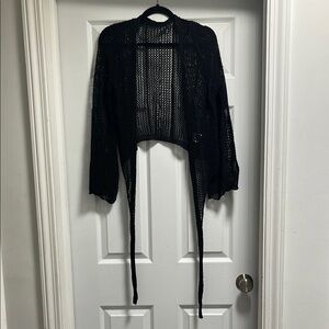 SHEIN Elegant Black Open-Knit Shrug